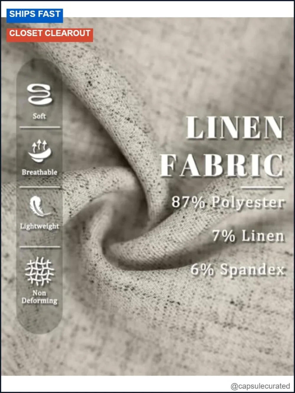 Linen Blend Pleated Wide Leg Dress Pants with Elastic Waistband